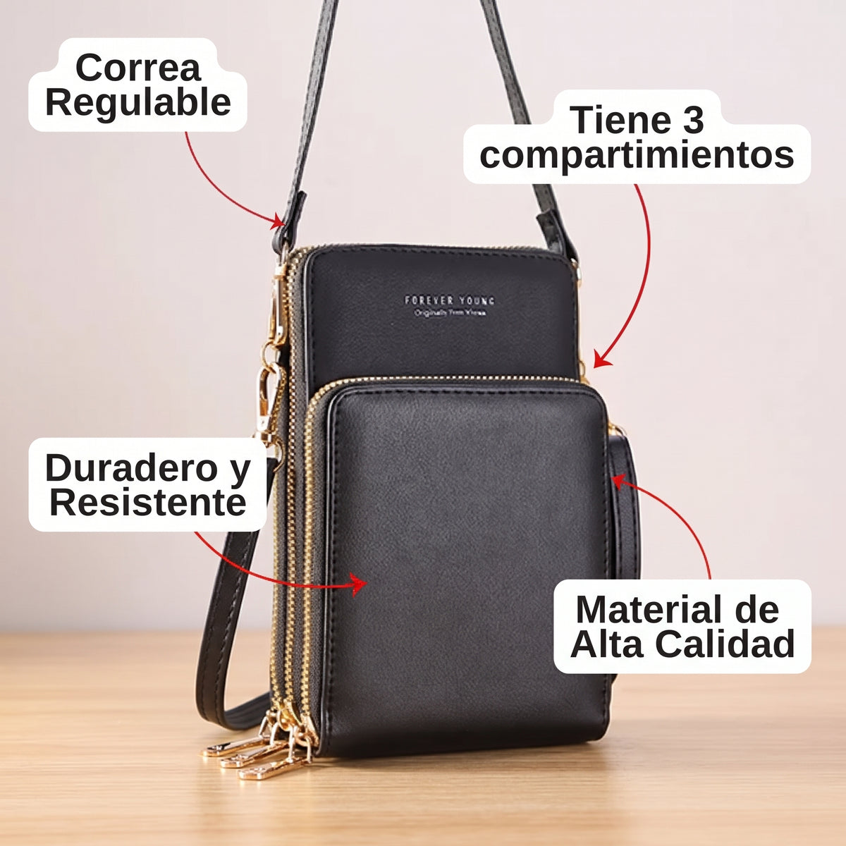 Morral Porta Celular - COLOR NEGRO